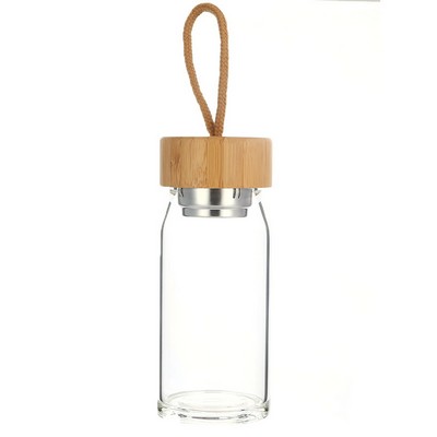 16 Oz. Glass Water Bottle W/ Bamboo Lid
