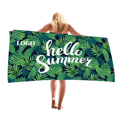 28"X 56" Green Sublimation Microfiber Sand Proof Beach Towel