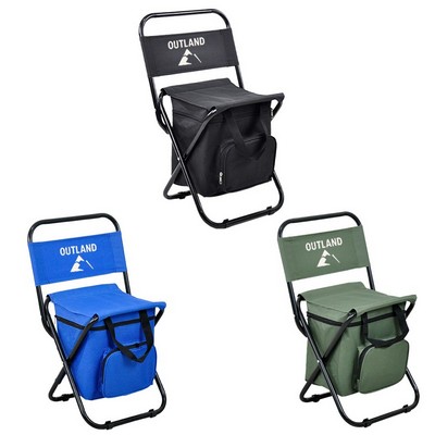 Folding Chair w/ Can Cooler Bag & Pockets