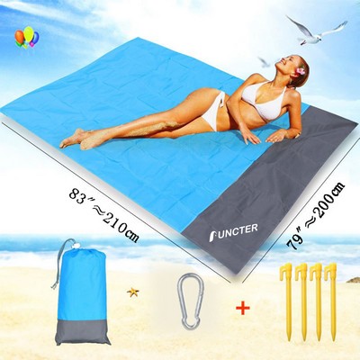 78.8 x 82.74" Large Sand Free Travel Beach Blanket Pocket Blanket