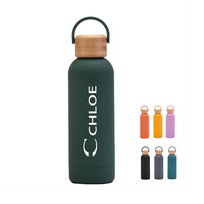 17 Oz Bamboo Lid Water Bottle With Handle
