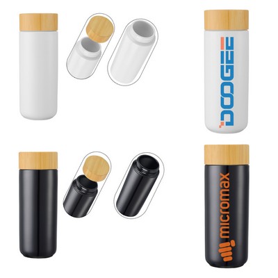 10oz. Double Wall Ceramic Bottle w/Bamboo Lid