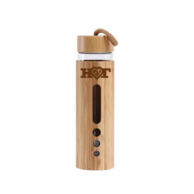 Sustainable Glass Water Bottle with Bamboo Cover 19oz