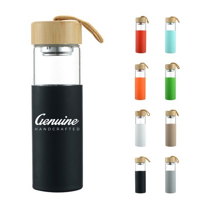 16 oz Borosilicate Glass Water Bottle with Protective Case
