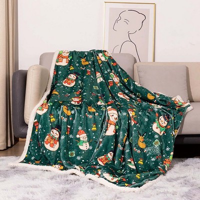 Sherpa Christmas Throw Blanket