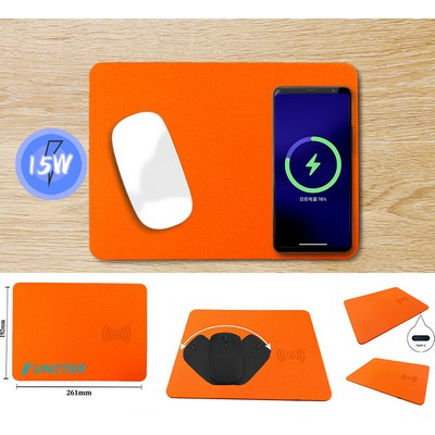 PU Leather 15W Wireless Mouse Pad