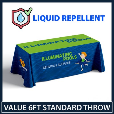Value - 6' x 30"Top x 29"H - 4 Sided Hemmed Standard Liquid Repellent Table Throw (Full Coverage)