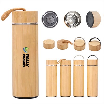 17OZ Eco-Friendly Bamboo Tumbler Bottles with Carrying Handle
