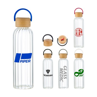 Fresco 21 oz Glass Bottle with Bamboo Lid