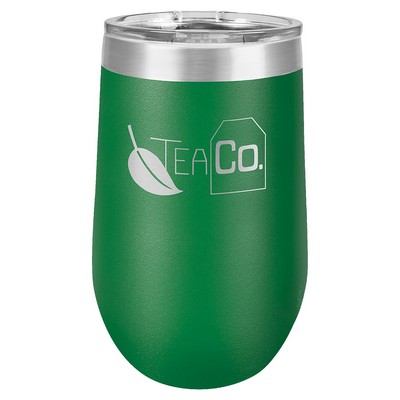 Green Polar Camel™ 16 oz Stemless Wine Tumbler with a Clear Lid