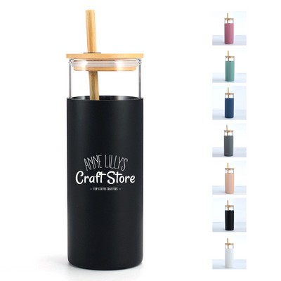 20 oz Glass Tumbler with Straw