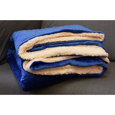 Oversize Micro Mink Sherpa Blanket-- 60"x72" (Embroidered)-- Royal - ON DISCOUNT