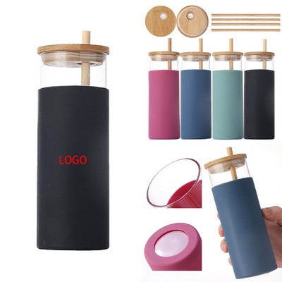 17 Oz Glass Bottle With Bamboo Lid