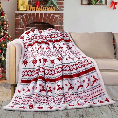 Sherpa Christmas Throw Blanket