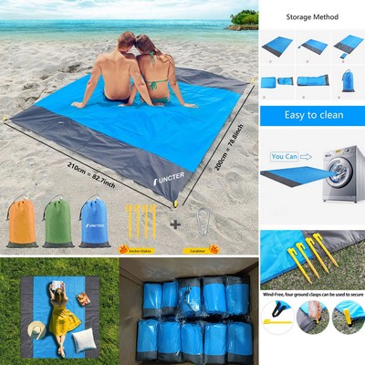 78.8 x 82.74" Large Waterproof Beach Mat Travel Pocket Blanket