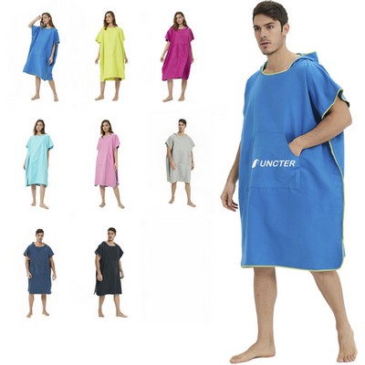 Quick Dry Hooded Beach Towels Surf Poncho with Front Pocket