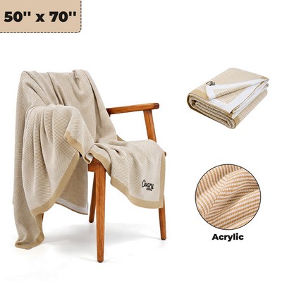 Extra-Long Textured Soft Acrylic Knit Throw