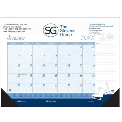 Seasonal Imprinted Desk Pad Calendar w/2-Corners