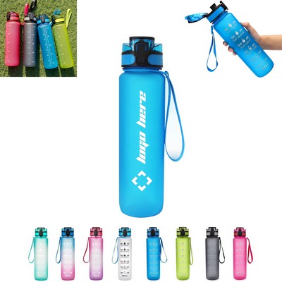32oz Leakproof BPA Free Water Bottle with Time Marker