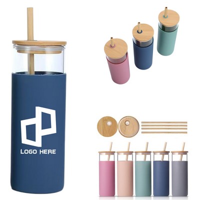 Glass Straw Cups Tumblers W/ Lid