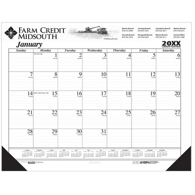 Desk Pad Calendar w/2 Corners & Gumming