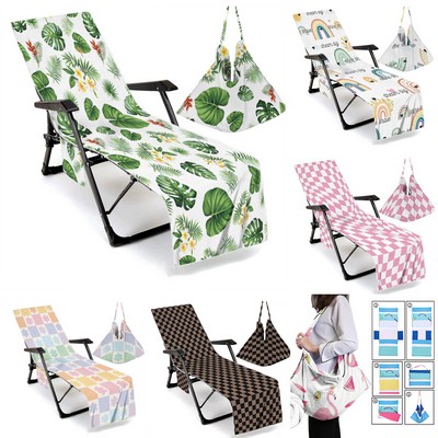Summer Lounge Beach Chair Towel Cover With Pockets