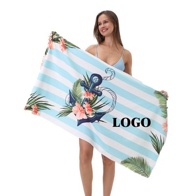 28"X 56" Orange Sublimation Microfiber Sand Proof Beach Towel