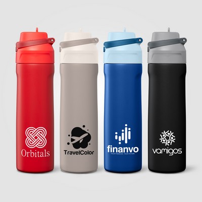 Lynk Stainless Steel Flip-Straw Bottle - 23 oz. - Silkscreen