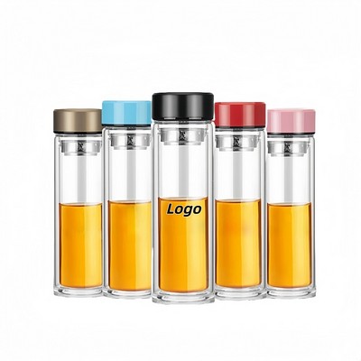 Large Capacity Double Layer Glass Tea Infuser Bottle
