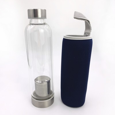 Glass Infuser Bottle With Silicone Sleeve Or Neoprene Sleeve