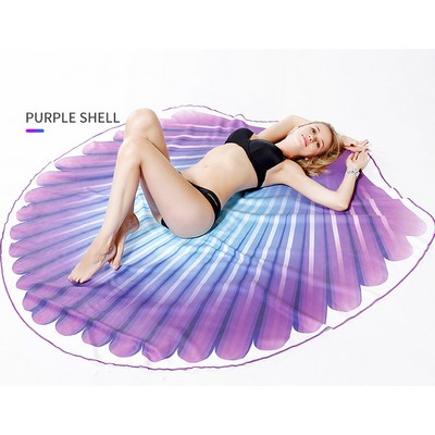 63 x 63" Purple Shell Shape Custom Shape Towel Soft Microfiber Beach Towels - One Side Printing