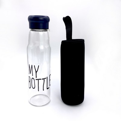 Glass Water Bottle Glassware With Neoprene Sleeve