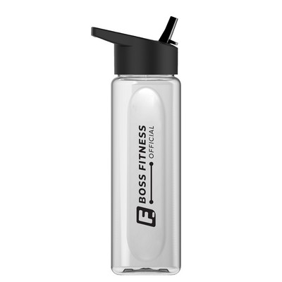 Garyline® Boss Embossed RPET Bottle with Flip-Straw Lid - 26 oz.